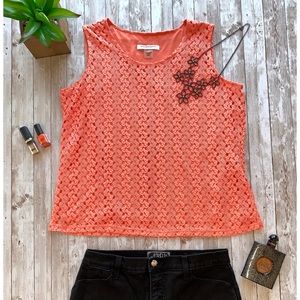 Allison Daley Petite Peach Lace Tank Top